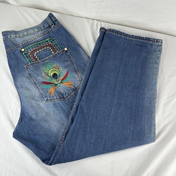 RARE VTG Coogi Jeans Australia Denim Embroidered Stitch Baggy Rap Hip Hop 44x34 - Picture 2 of 13